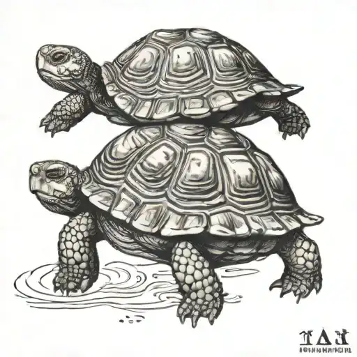 cute tortoise  walking and leaving footprints tattoo design idea