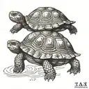 cute tortoise  walking and leaving footprints tattoo design idea