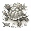 cute tortoise  walking and leaving footprints tattoo design idea