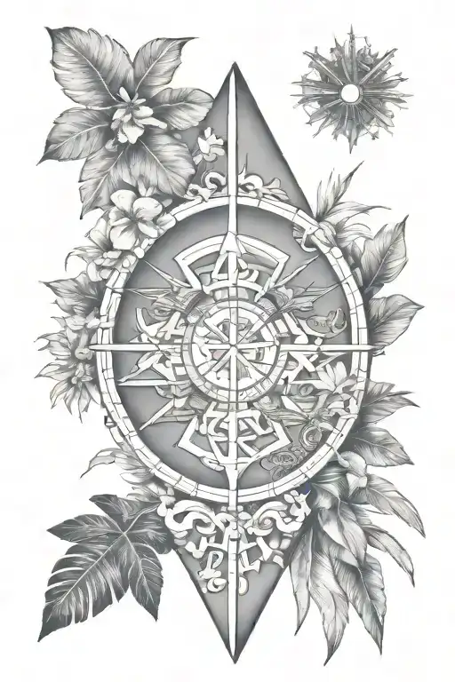 quadrants and Roman numerals with Hawaiian islands tattoo design idea