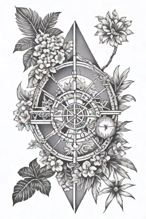 quadrants and Roman numerals with Hawaiian islands tattoo design idea