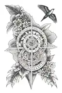 quadrants and Roman numerals with Hawaiian islands tattoo design idea