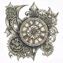 steampunk fleur de lis clock tattoo design idea