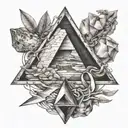 scissors paper stone triangle tattoo design idea