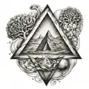 scissors paper stone triangle tattoo design idea
