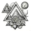scissors paper stone triangle tattoo design idea