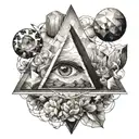 scissors paper stone triangle tattoo design idea