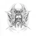 Good vs evil. small arm tattoo. angel vs devil. heaven and hell tattoo design idea