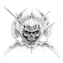 Good vs evil. small arm tattoo. angel vs devil. heaven and hell tattoo design idea