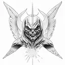 Good vs evil. small arm tattoo. angel vs devil. heven and hell. half good half evil tattoo design idea