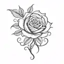 Squiggly thorny rose vine tattoo template stencil black and white tattoo design idea