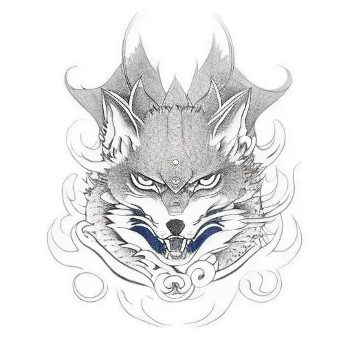 kitsune mask tattoo design idea