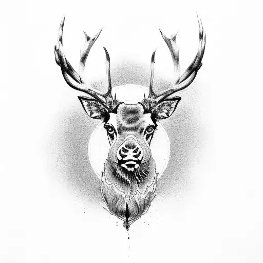 red stag tattoo design idea