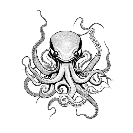 A blackwork tattoo design portraying a Muaythai fighter with octopus tentacles wrapping around their limbs, symbolizing strength and adaptability tattoo design idea