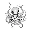 A blackwork tattoo design portraying a Muaythai fighter with octopus tentacles wrapping around their limbs, symbolizing strength and adaptability tattoo design idea