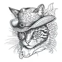 cowboy cat tattoo design idea
