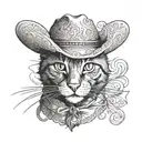 cowboy cat tattoo design idea