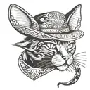 cowboy cat tattoo design idea