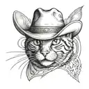cowboy cat tattoo design idea