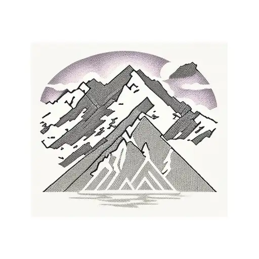 rocky mountains with hiking trail tattoo design idea