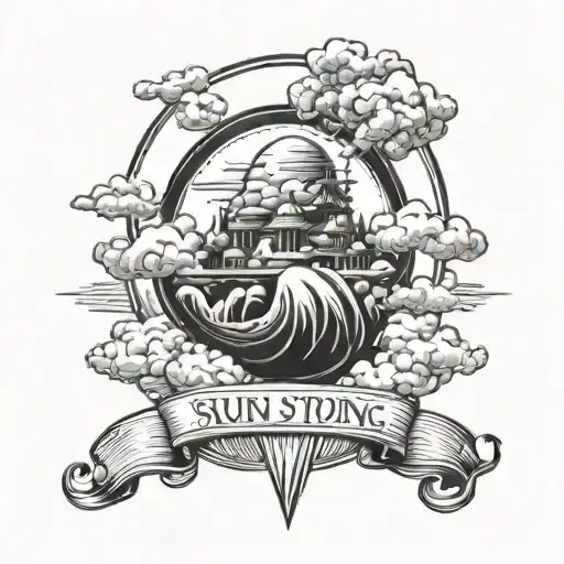 only the strong survive with clouds surrounding tattoo design idea