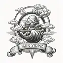 only the strong survive with clouds surrounding tattoo design idea