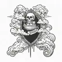 only the strong survive with clouds surrounding tattoo design idea