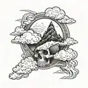 only the strong survive with clouds surrounding tattoo design idea