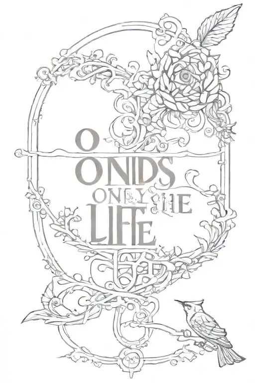 words "Only one life" tattoo design idea