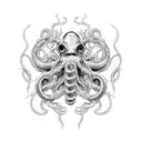 A tattoo machine intertwined with tentacles inspired by HP Lovecraft tattoo design idea