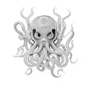 A tattoo machine intertwined with tentacles inspired by HP Lovecraft tattoo design idea