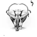 elephant with Lilly's and representation of perseverance and strength through weakness tattoo design idea