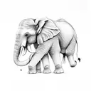 elephant with Lilly's and representation of perseverance and strength through weakness tattoo design idea
