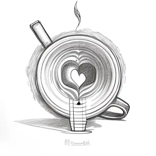 Guitar with a coffee cup and Bible verse tattoo design idea