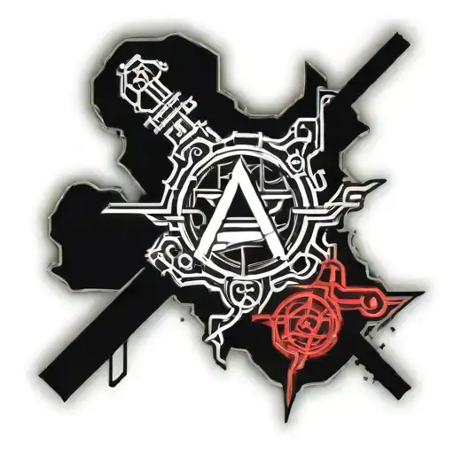 anarchy symbol made out of guns tattoo design idea