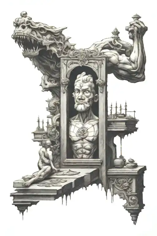 sculptor sculpting himself   tattoo design idea