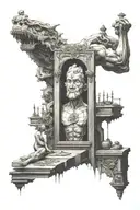 sculptor sculpting himself   tattoo design idea