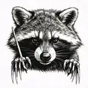 a raccoon with Wolverine claws tattoo design idea