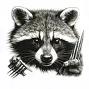 a raccoon with Wolverine claws tattoo design idea