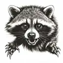 a raccoon with Wolverine claws tattoo design idea