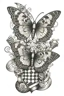 The combination of butterfly, snake and chess tattoo design idea