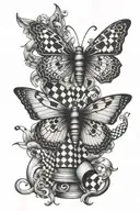 The combination of butterfly, snake and chess tattoo design idea