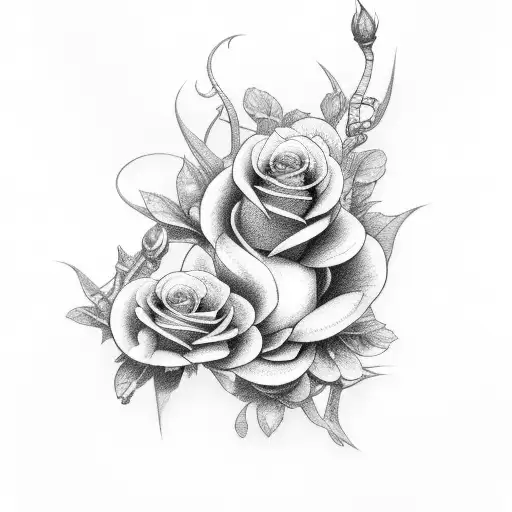 snap dragons butterflies and roses tattoo design idea
