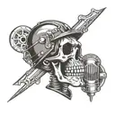 Skull wearing Welding Helmet tattoo design idea