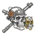 Skull wearing Welding Helmet tattoo design idea