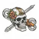 Skull wearing Welding Helmet tattoo design idea