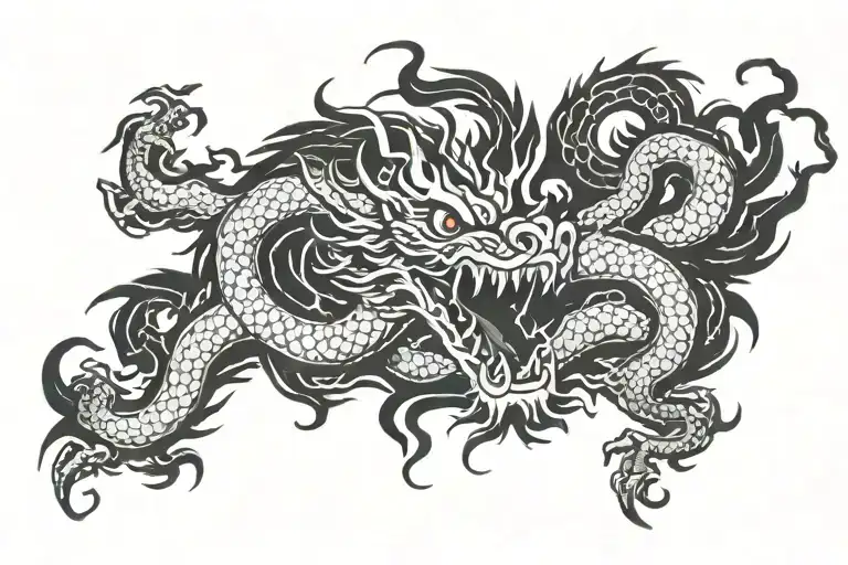 dragon smoke tattoo design idea