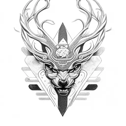 venado serpiente, zorro tattoo design idea