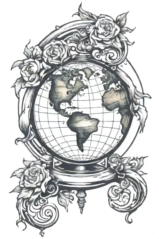 Globe earth pic tattoo design idea