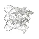  cute dragons flying between  the clouds    tattoo design idea
